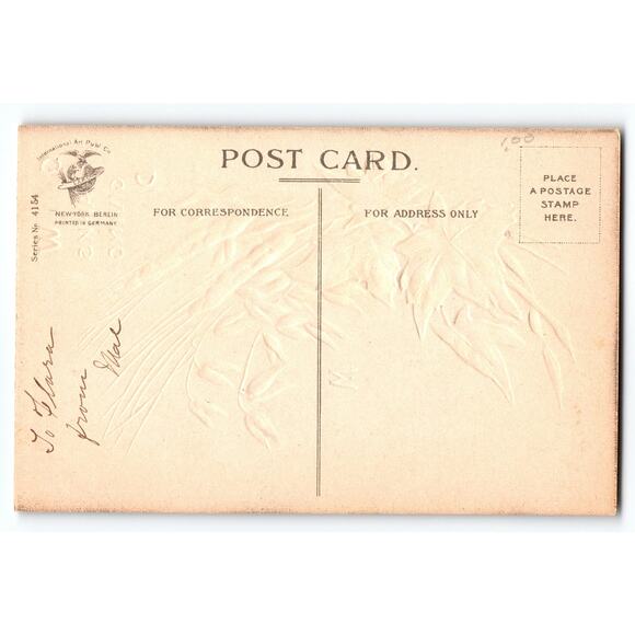 Vintage Thanksgiving Postcard Wheat & Autumn Leaves Litho Ellen H. Clapsaddle - Picture 2 of 2